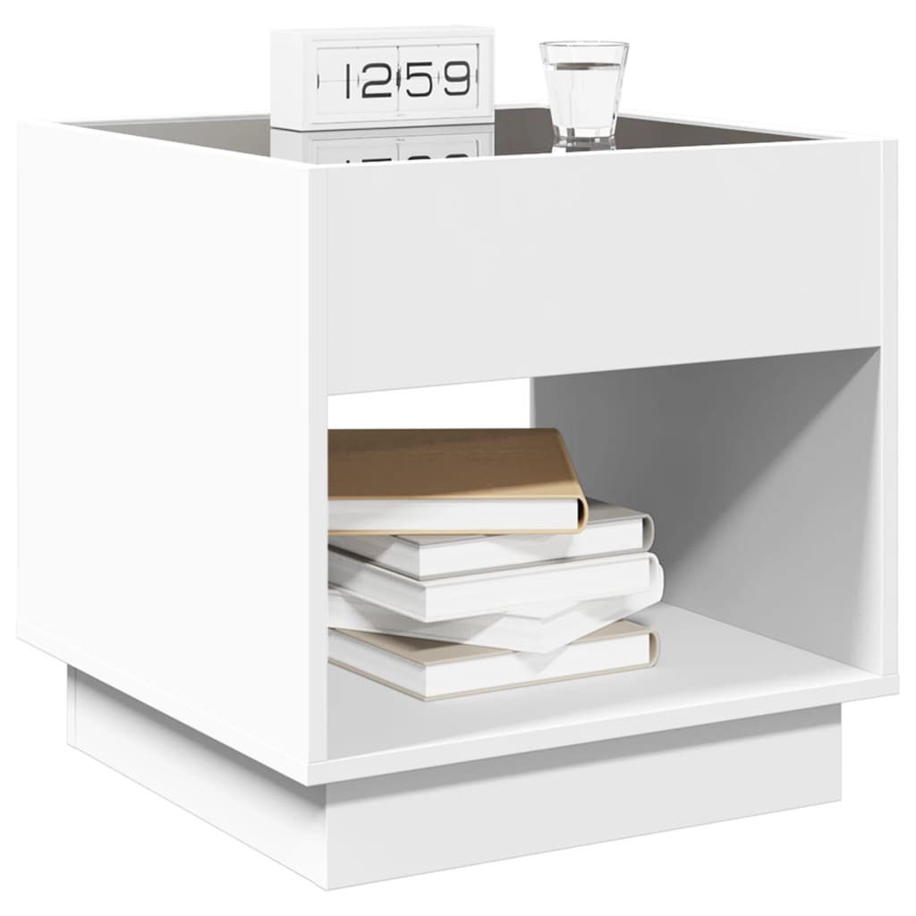 Bedside Table with Infinity LED White 50x50x50 cm