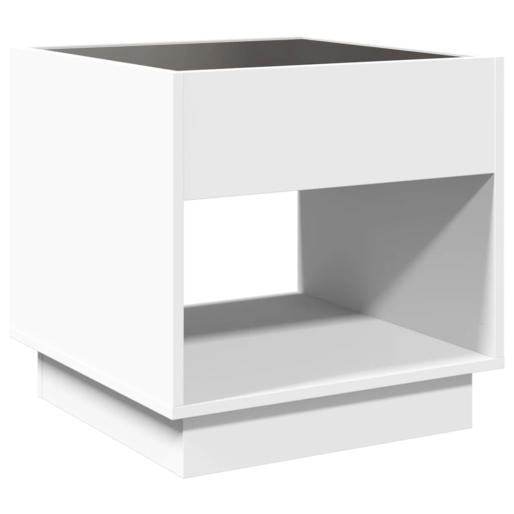 Bedside Table with Infinity LED White 50x50x50 cm