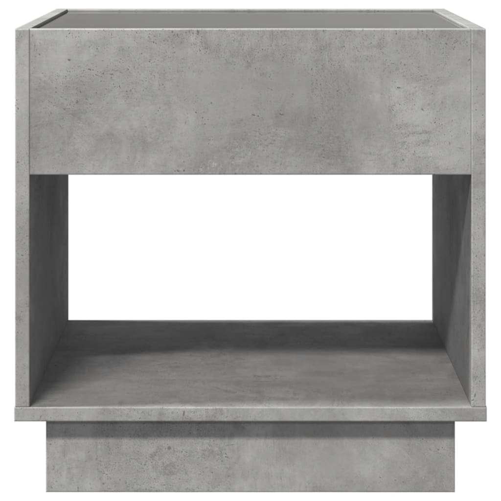 Bedside Table with Infinity LED Concrete Grey 50x50x50 cm