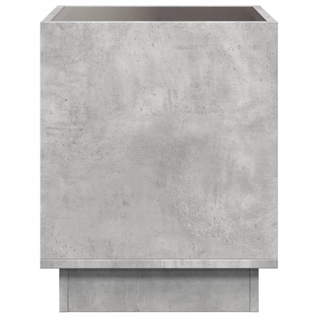Bedside Table with Infinity LED Concrete Grey 50x50x50 cm