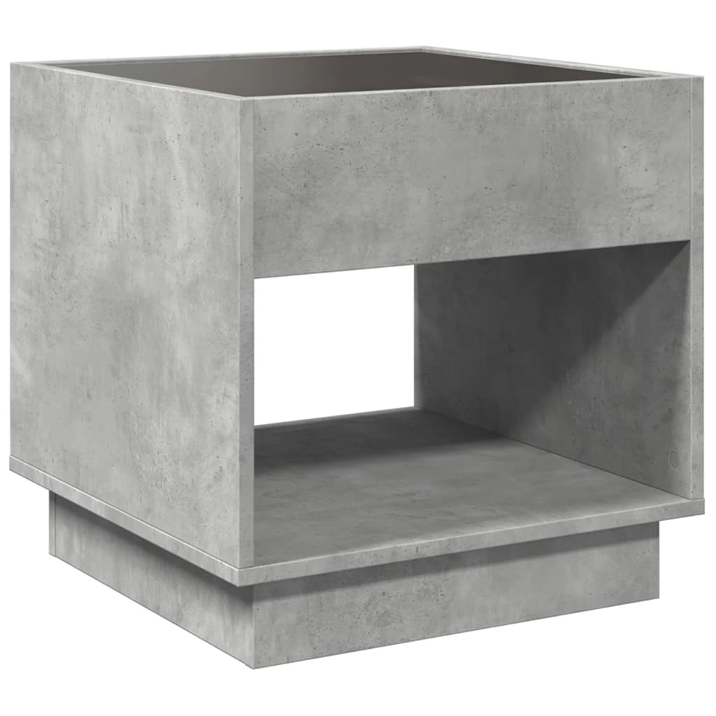 Bedside Table with Infinity LED Concrete Grey 50x50x50 cm