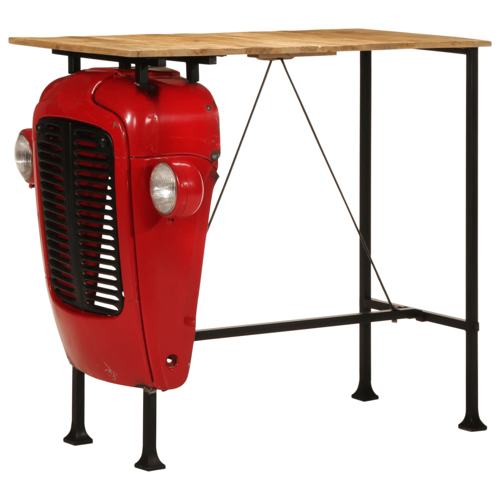 Tractor Bar Table Red and Brown 55x120x107 cm Solid Wood Mango