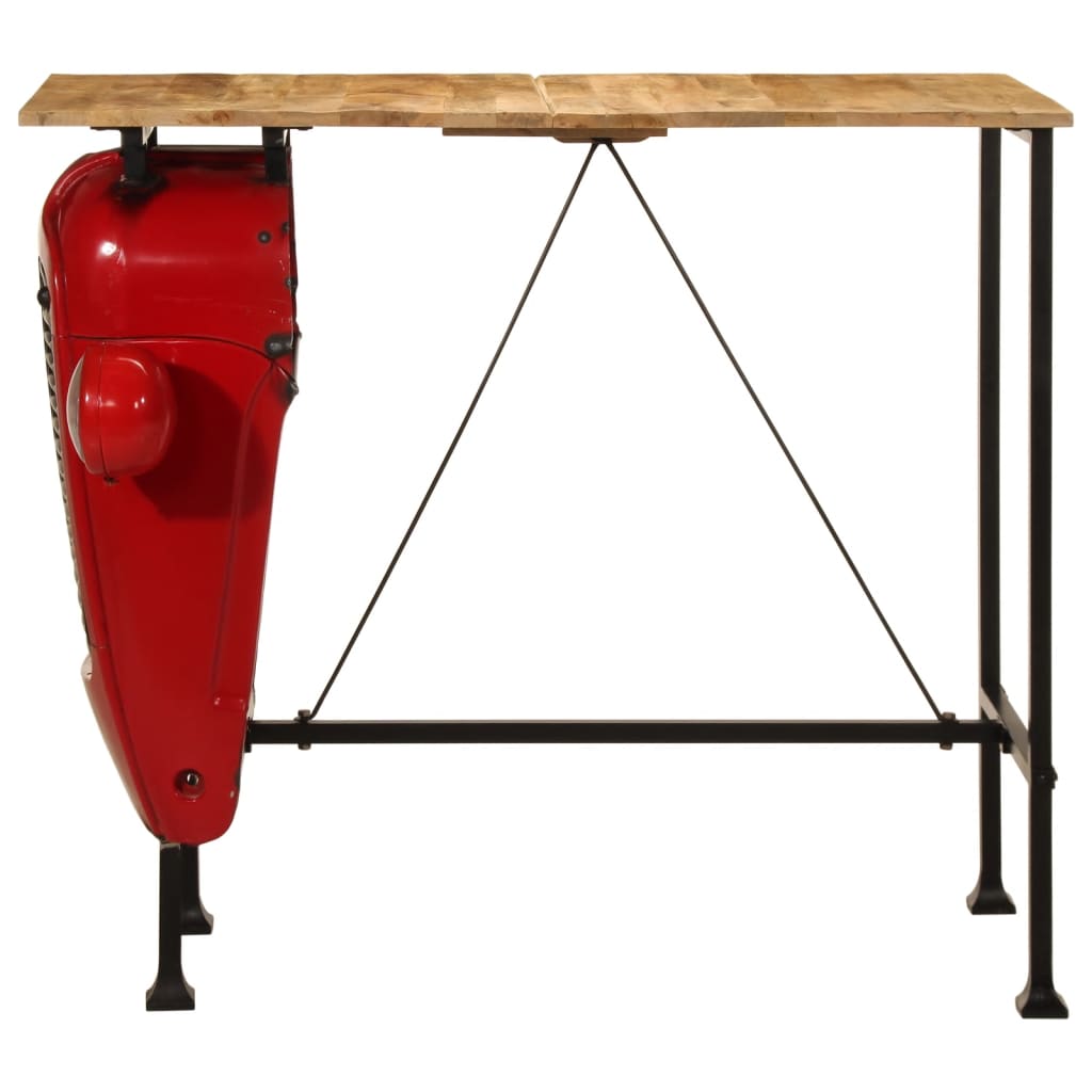 Tractor Bar Table Red and Brown 55x120x107 cm Solid Wood Mango