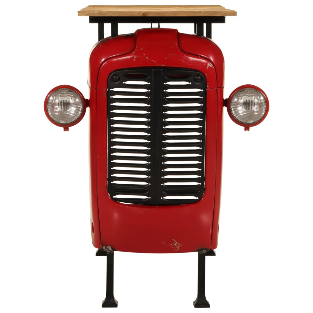 Tractor Bar Table Red and Brown 55x120x107 cm Solid Wood Mango