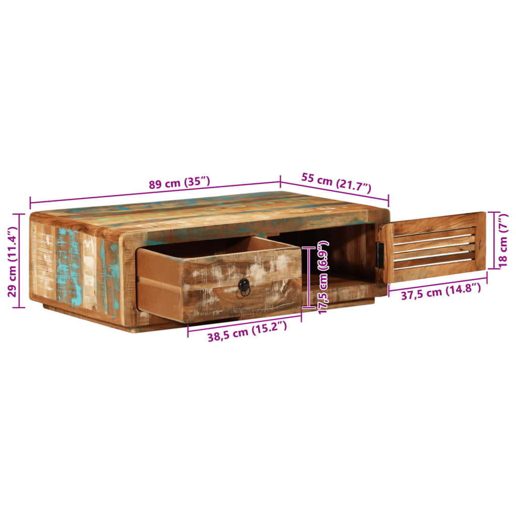 Coffee Table 89x55x29 cm Solid Wood Reclaimed