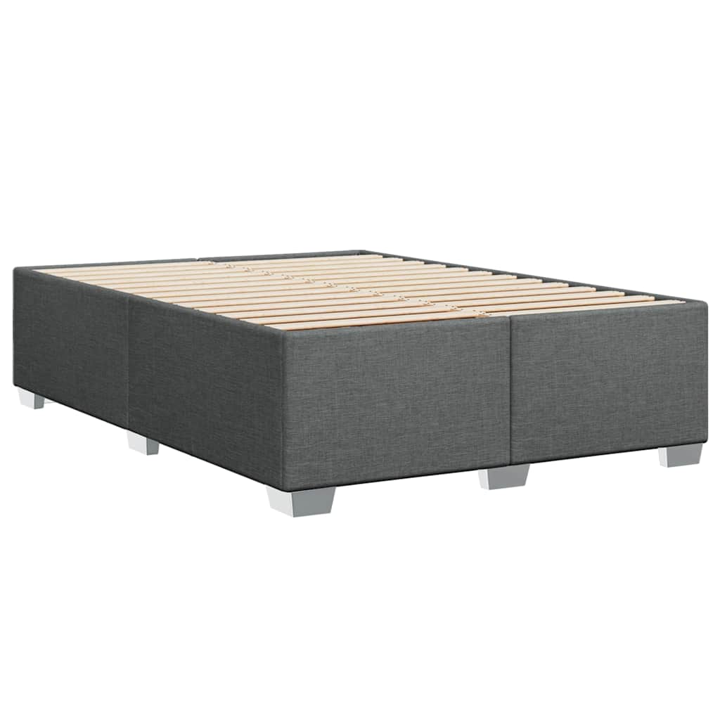 Bed Frame without Mattress Dark Grey Double Fabric