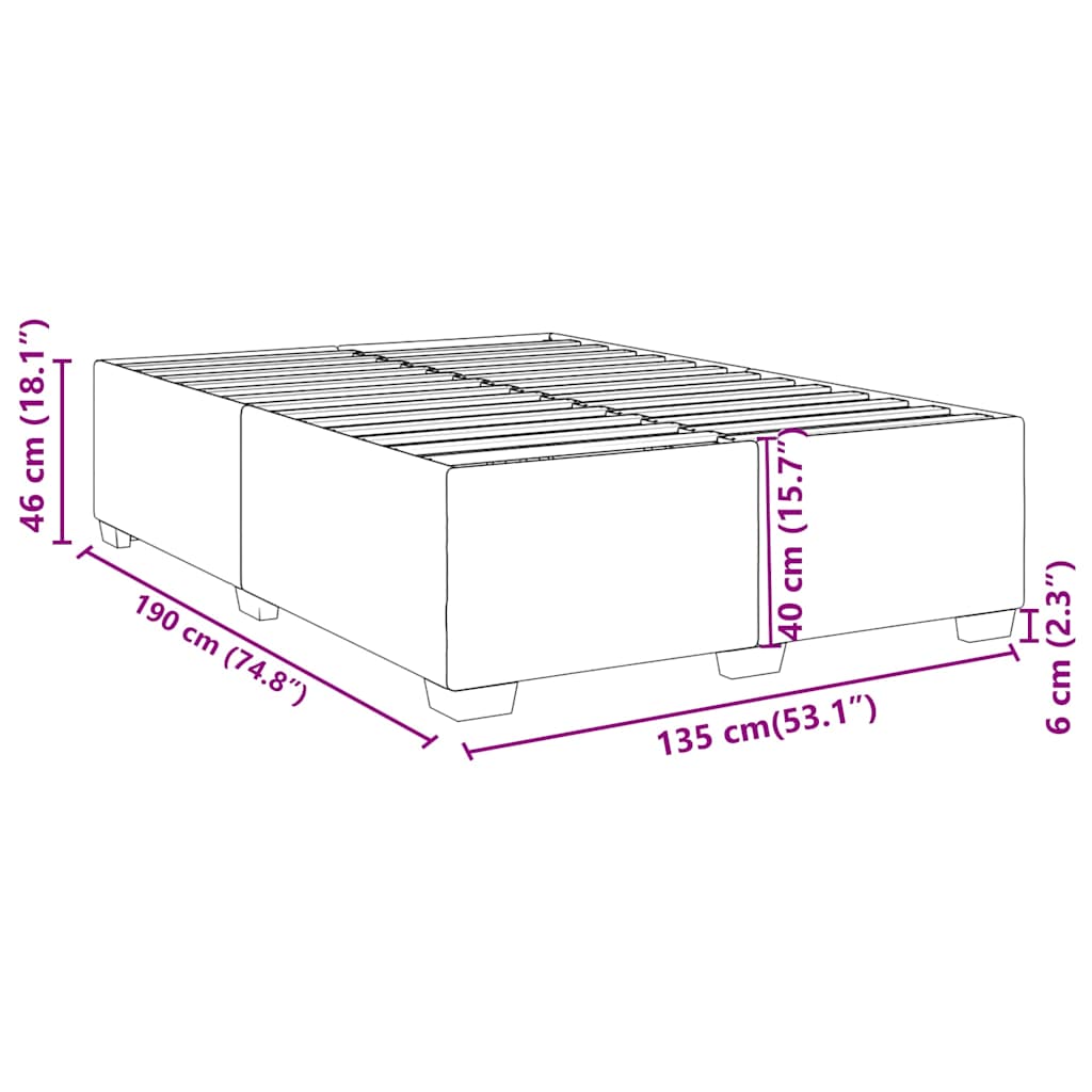 Bed Frame without Mattress Black Double Fabric