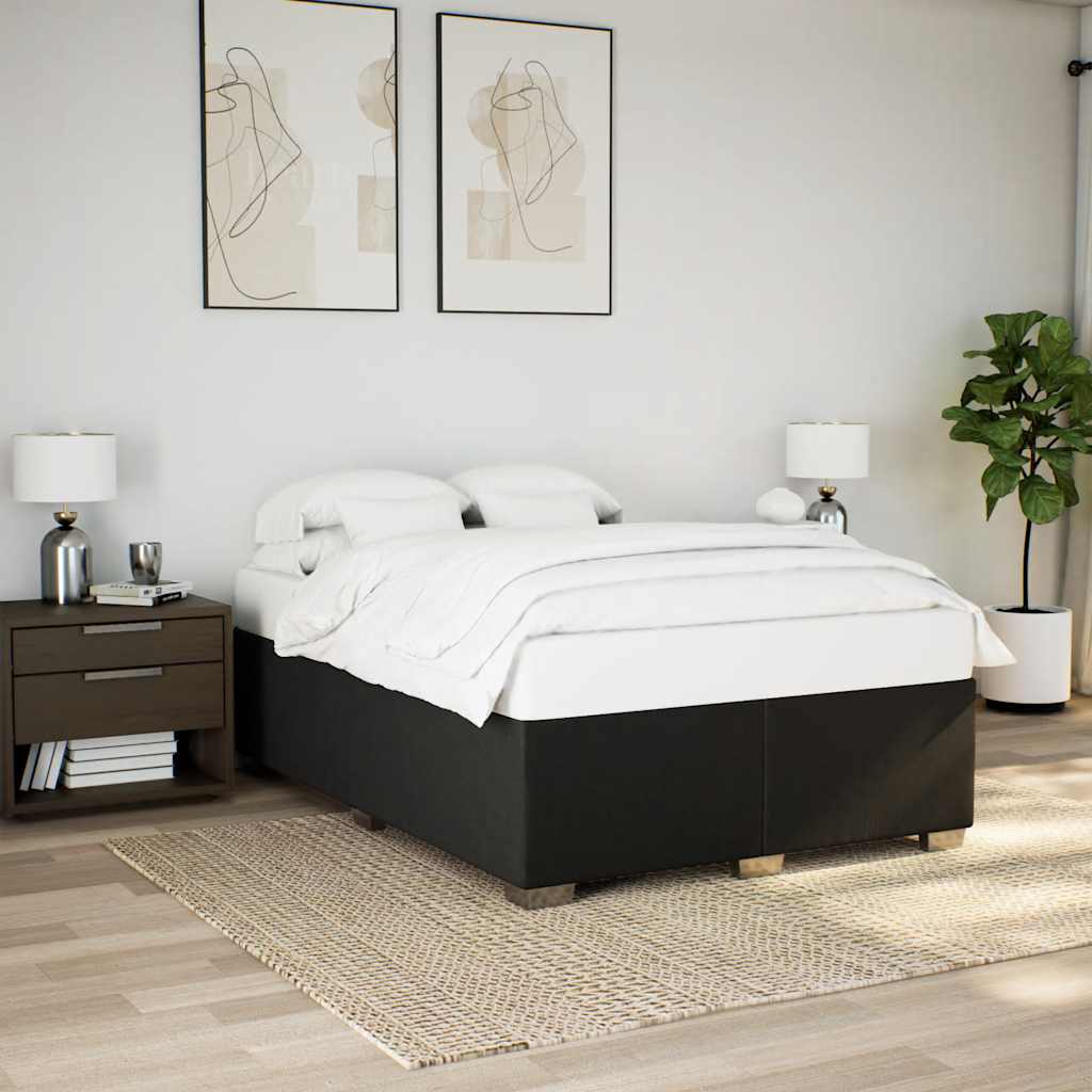 Bed Frame without Mattress Black Double Fabric