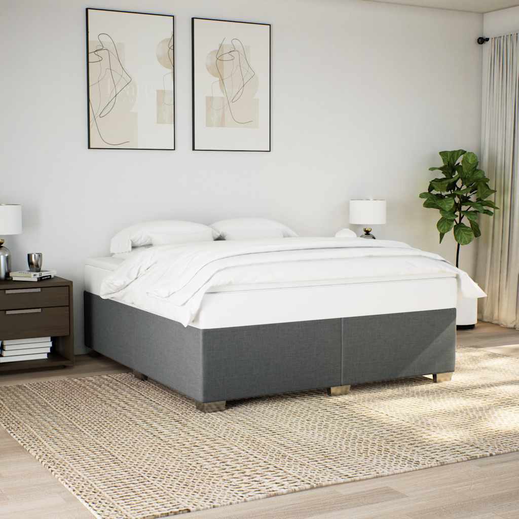 Bed Frame without Mattress Dark Grey Super King Fabric