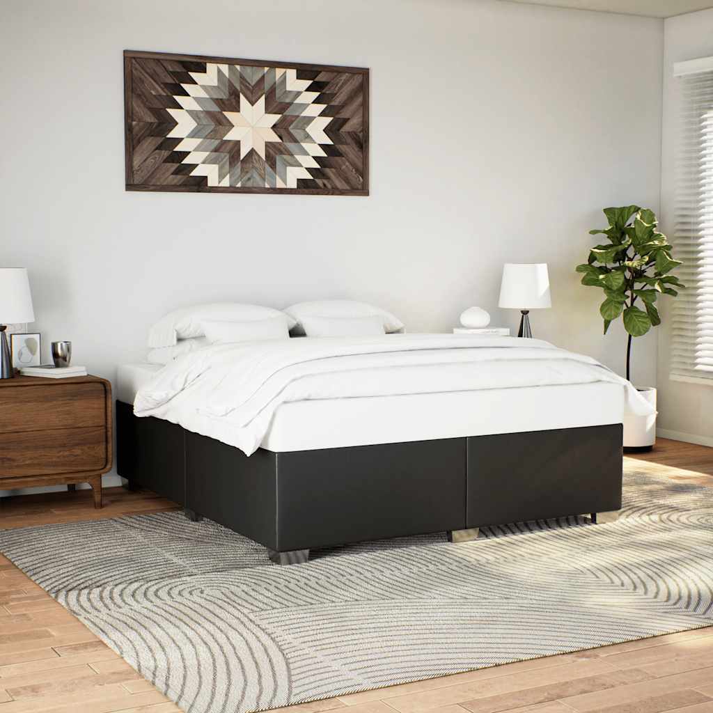 Bed Frame without Mattress Black Super King Faux Leather
