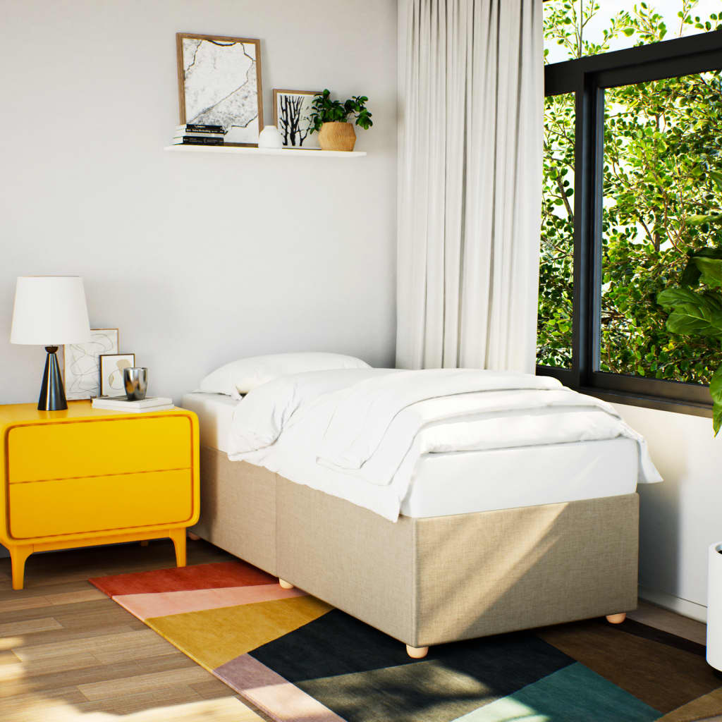 Bed Frame without Mattress Cream 100x200 cm Fabric