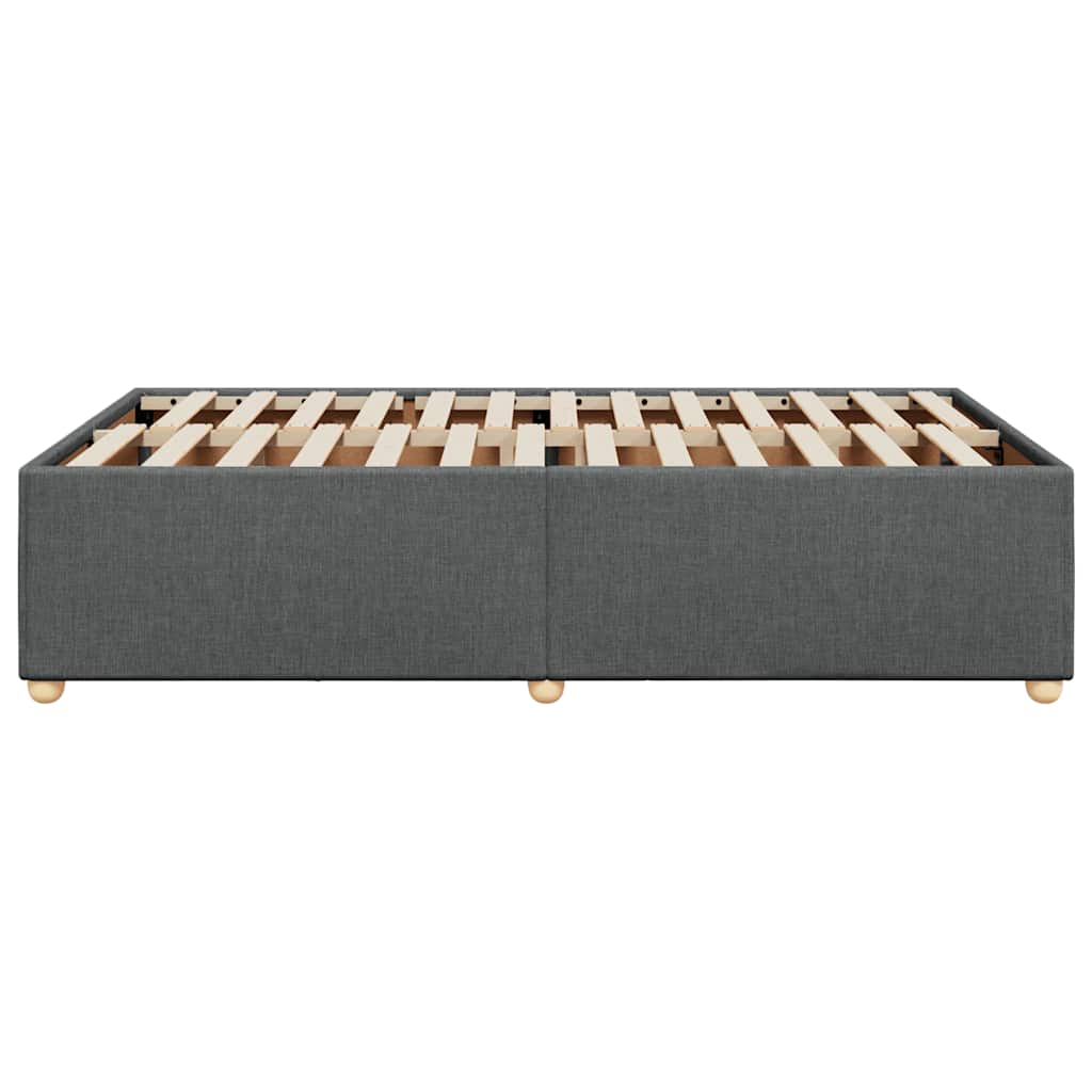 Bed Frame without Mattress Dark Grey Double Fabric