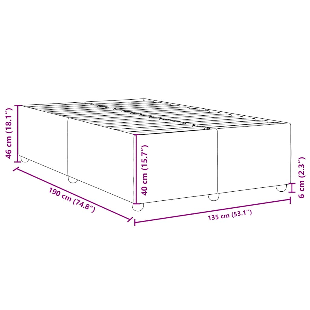 Bed Frame without Mattress Dark Grey Double Fabric