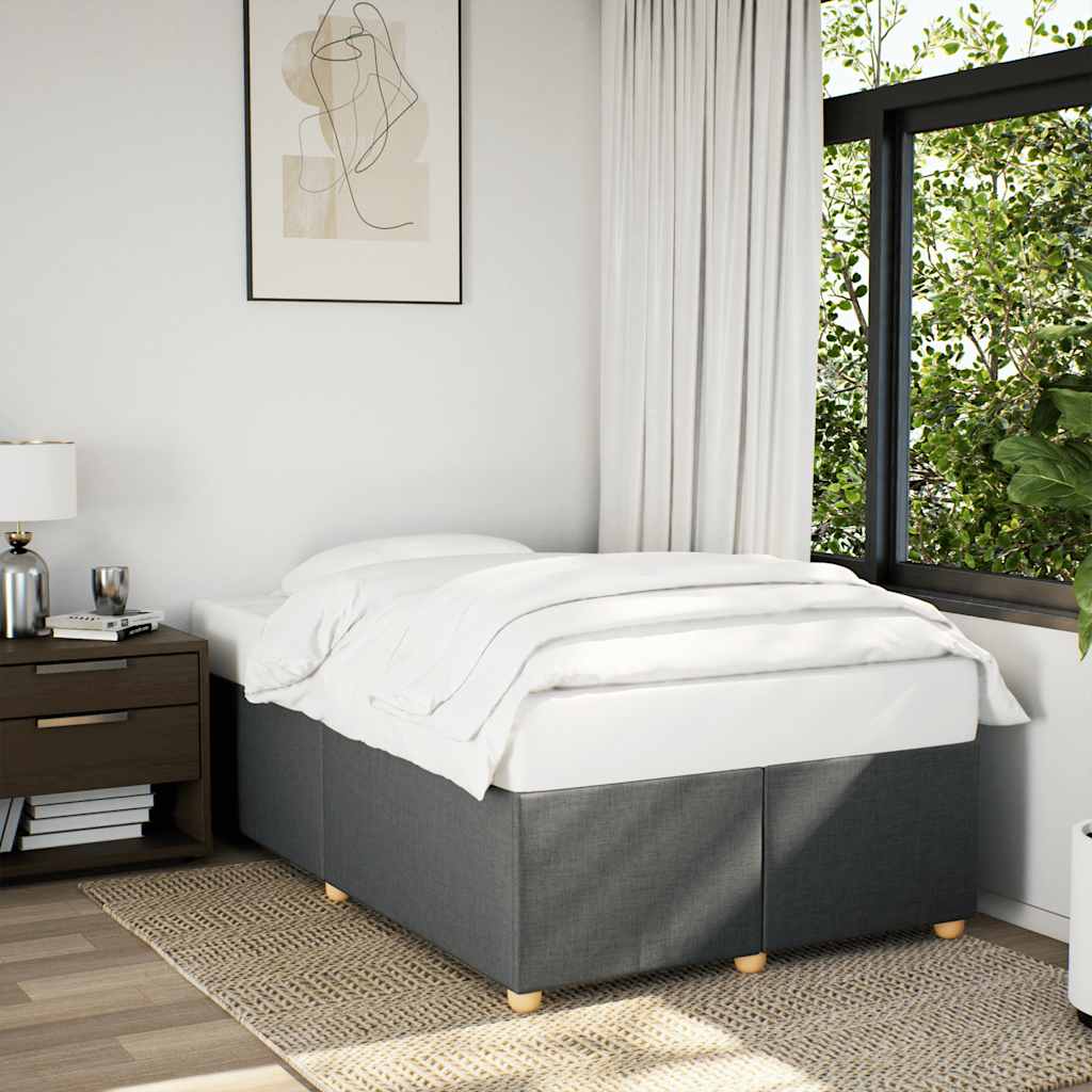 Bed Frame without Mattress Dark Grey Double Fabric