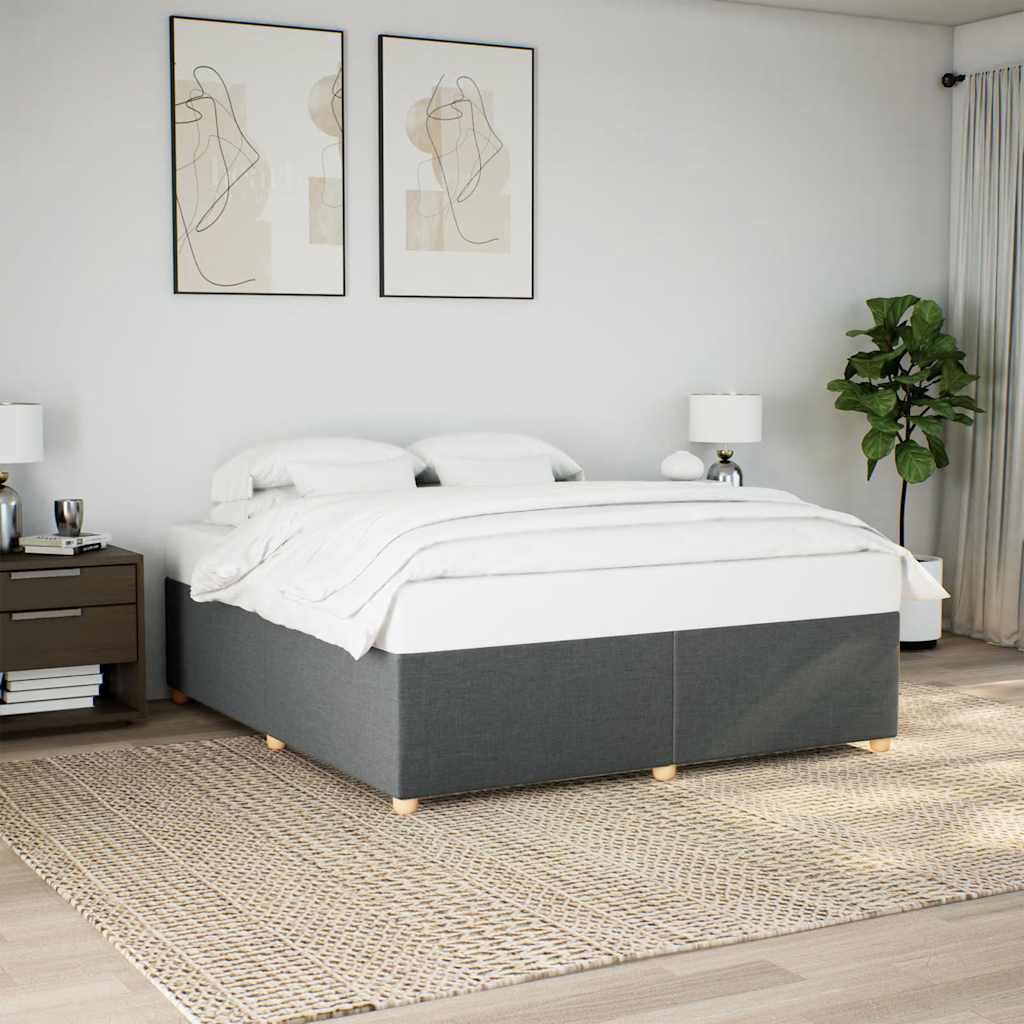 Bed Frame without Mattress Dark Grey Super King Fabric