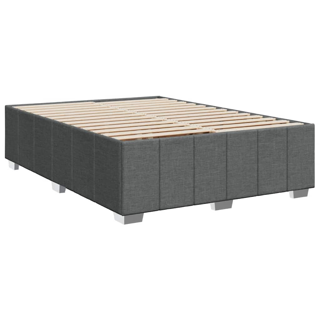 Bed Frame without Mattress Dark Grey Double Fabric