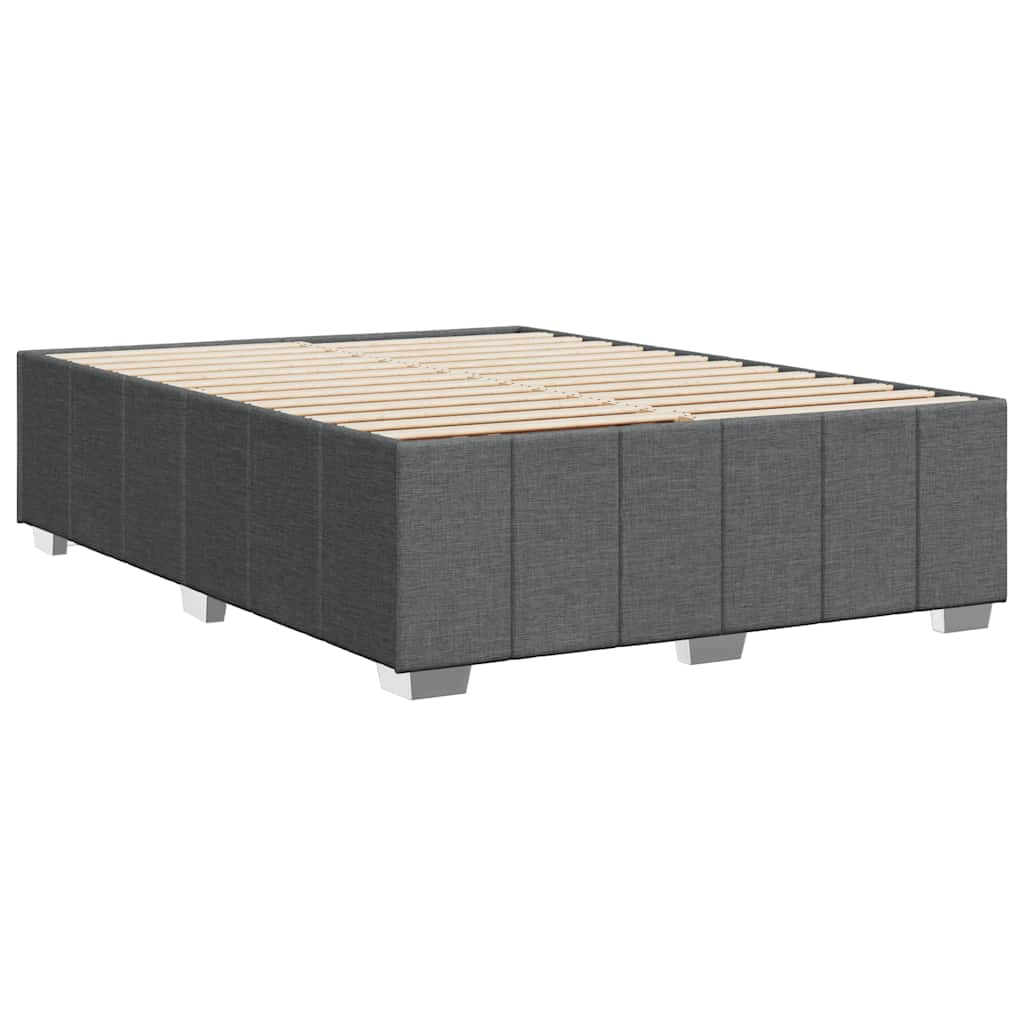 Bed Frame without Mattress Dark Grey Double Fabric