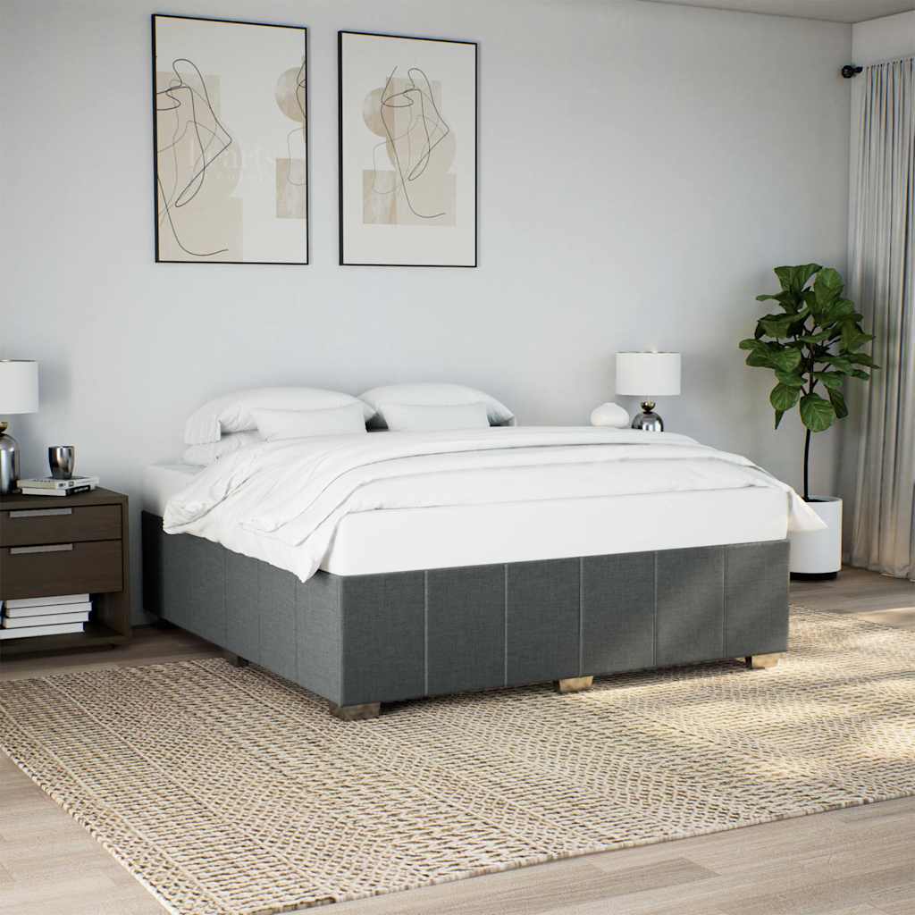 Bed Frame without Mattress Dark Grey Super King Fabric