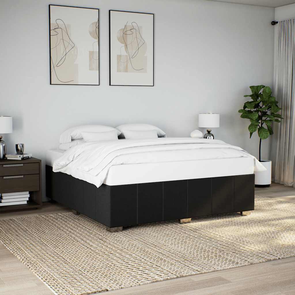 Bed Frame without Mattress Black Super King Fabric