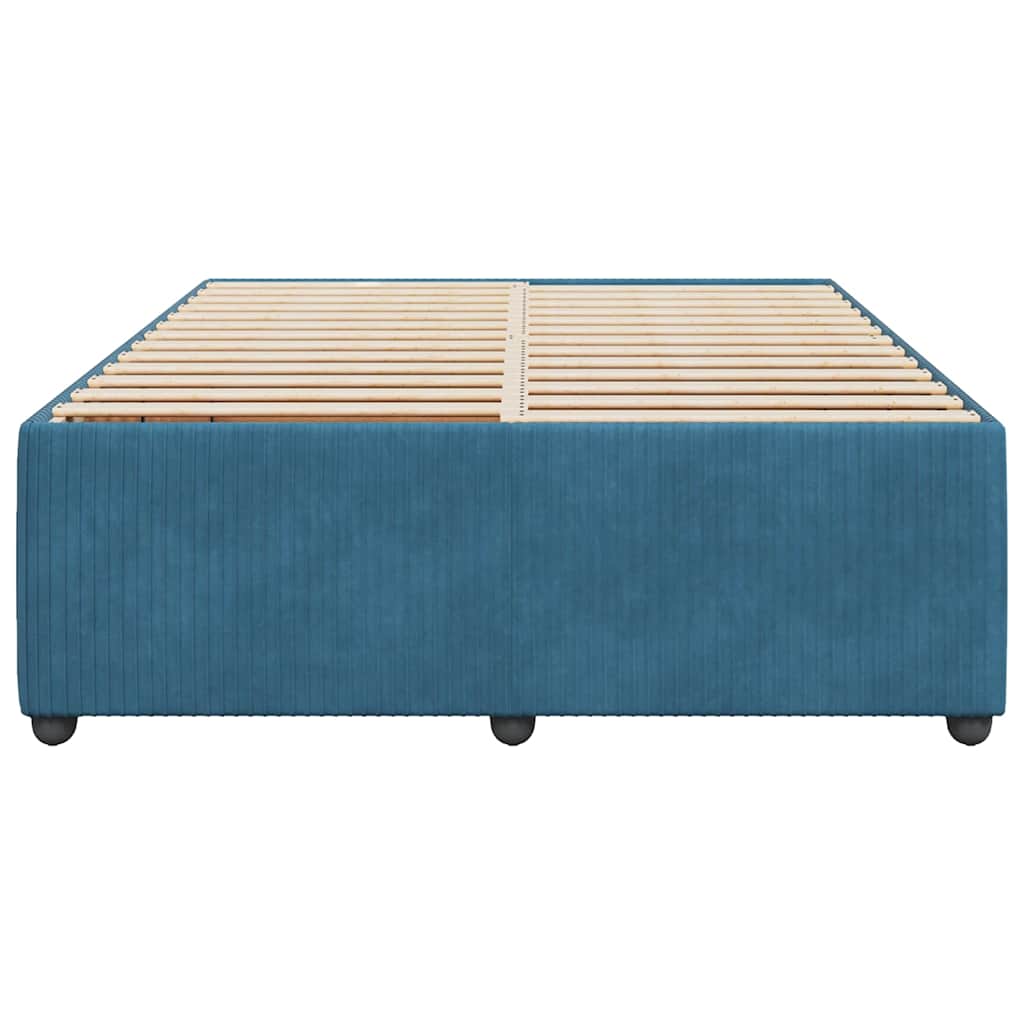 Bed Frame without Mattress Blue 140x190 cm Velvet