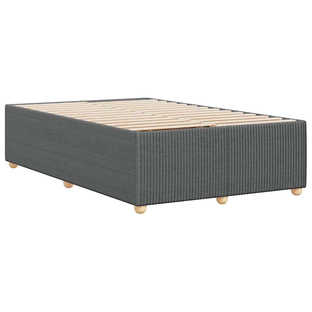 Bed Frame without Mattress Dark Grey Double Fabric