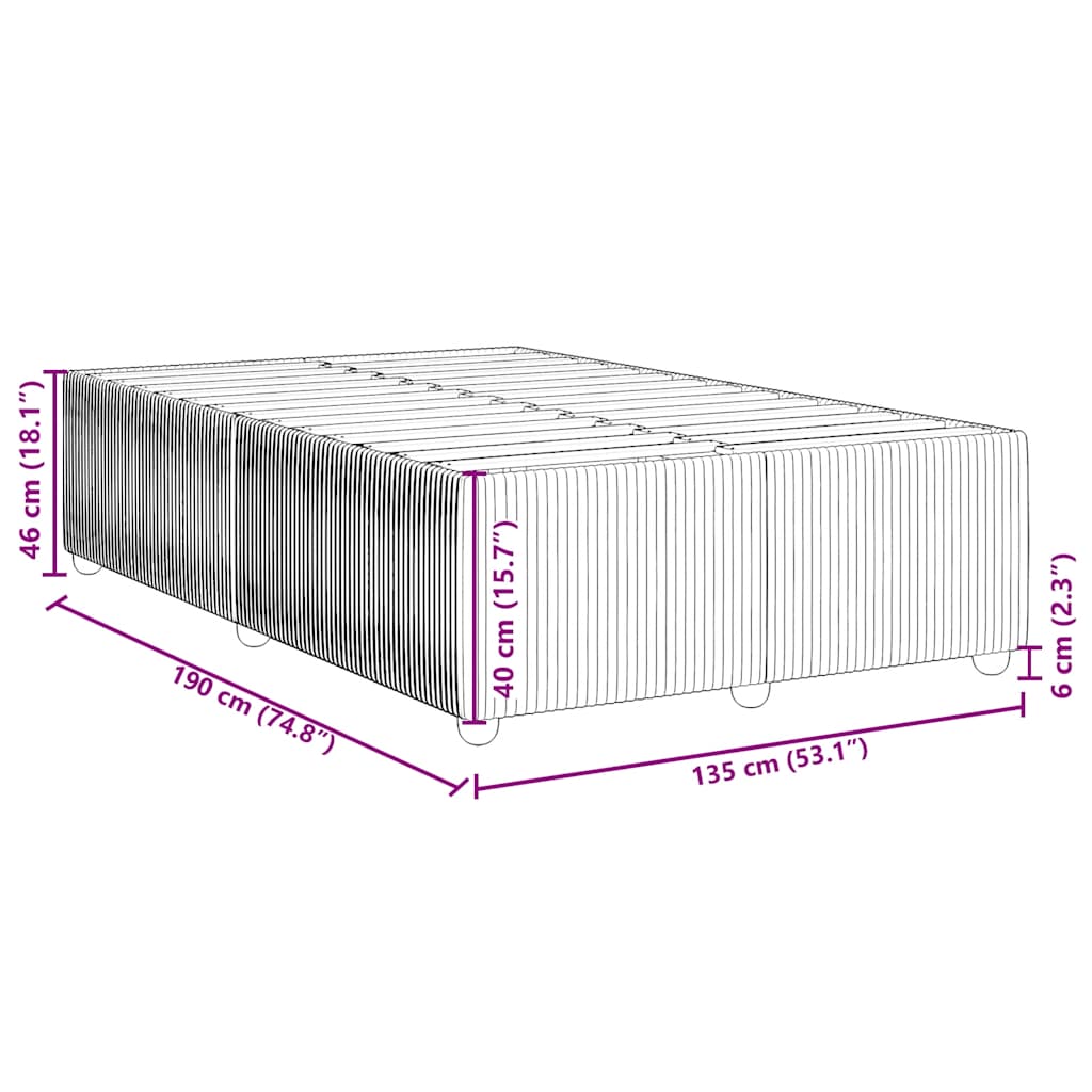 Bed Frame without Mattress Dark Grey Double Fabric