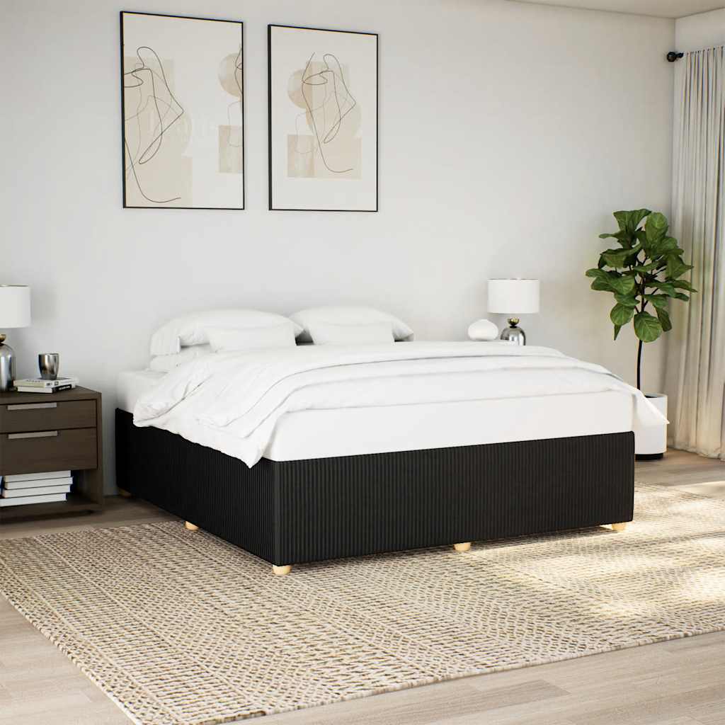 Bed Frame without Mattress Black Super King Fabric