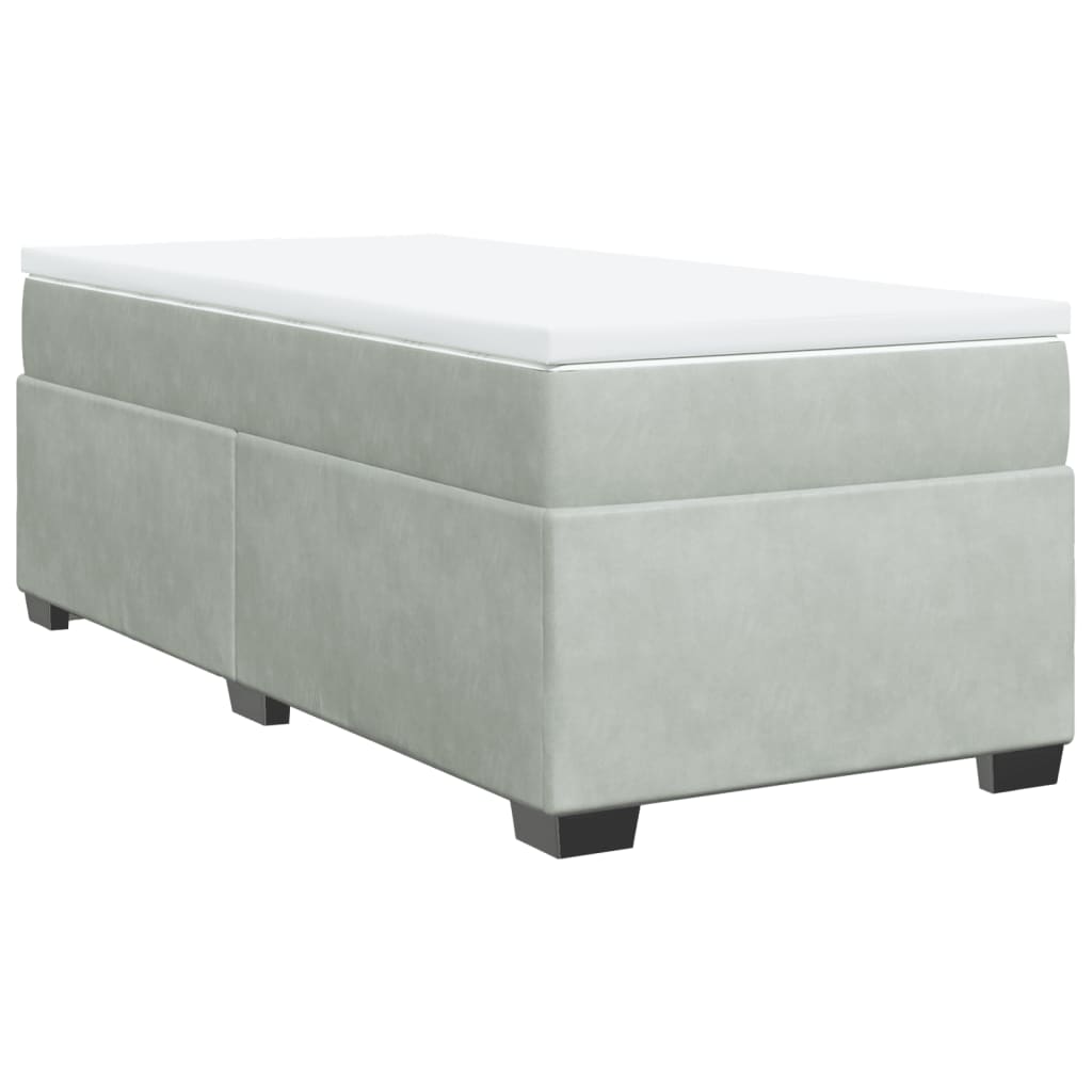 Box Spring Bed with Mattress Light Grey 90x200 cm Velvet