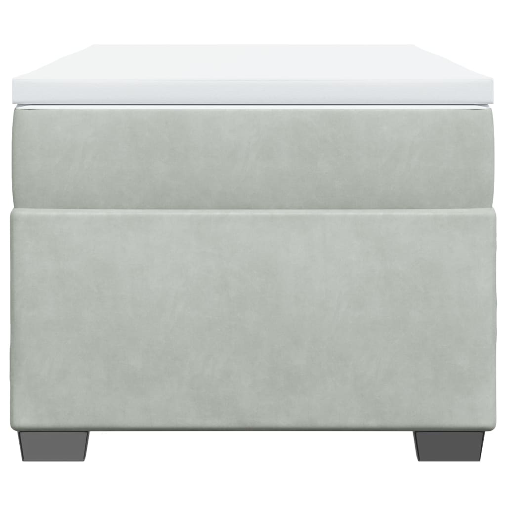 Box Spring Bed with Mattress Light Grey 90x200 cm Velvet
