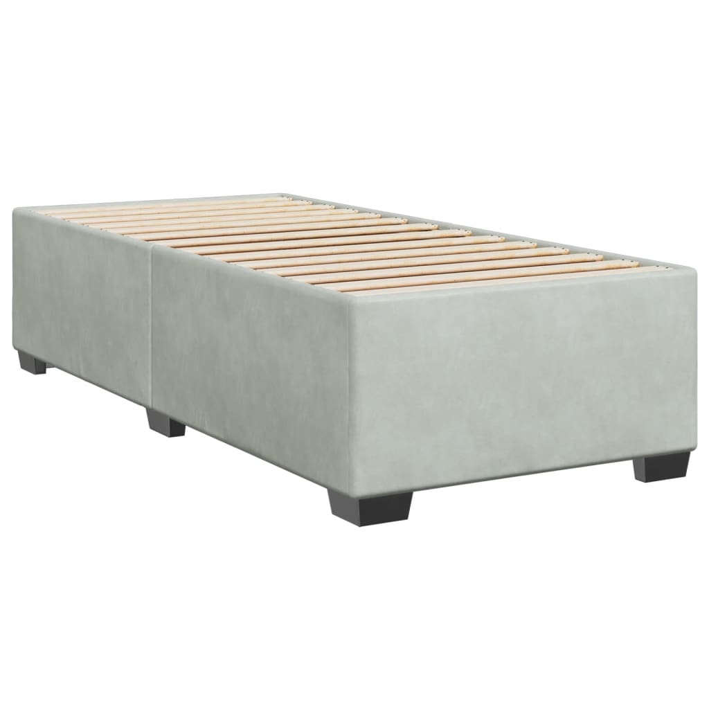 Box Spring Bed with Mattress Light Grey 90x200 cm Velvet