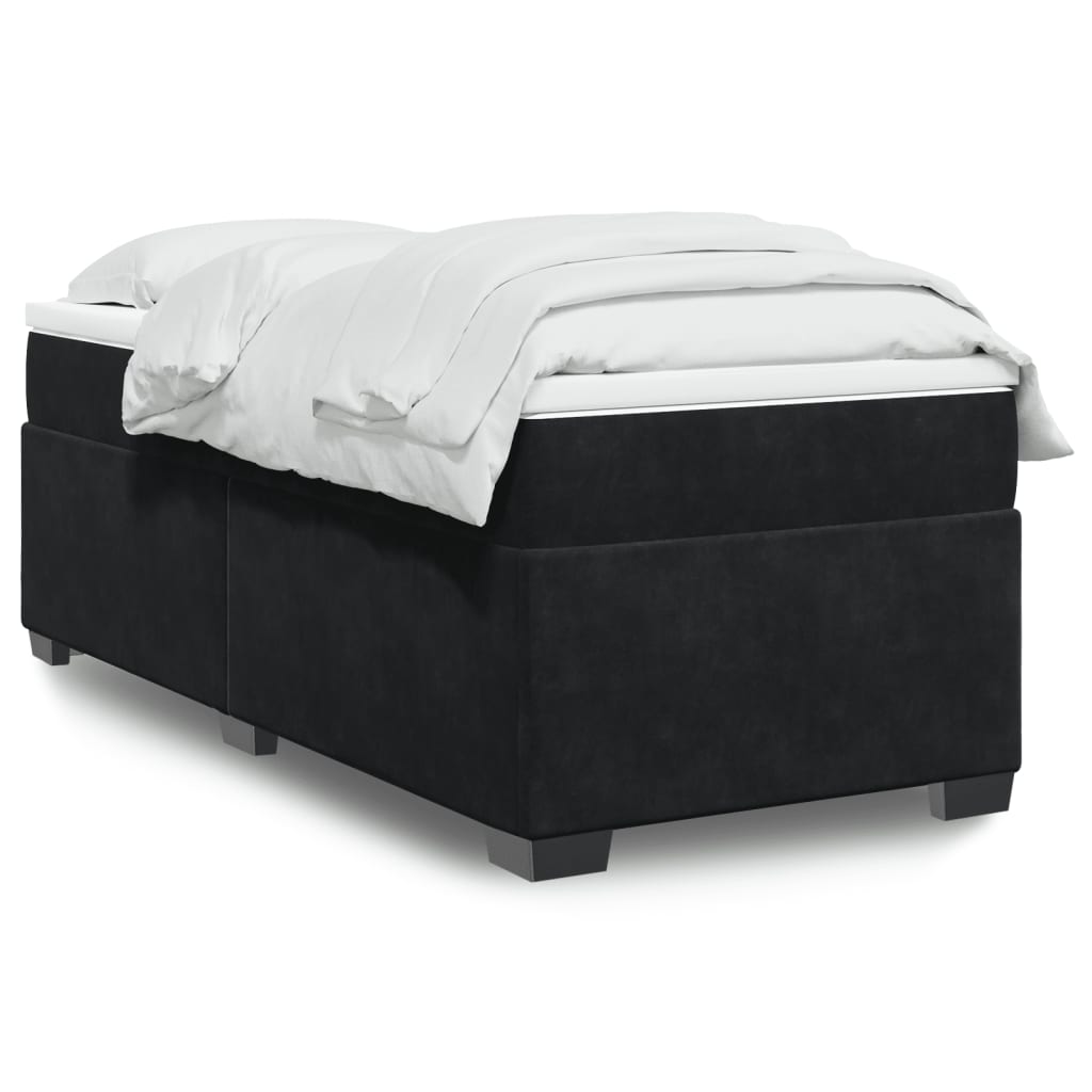 Box Spring Bed with Mattress Black 90x200 cm Velvet