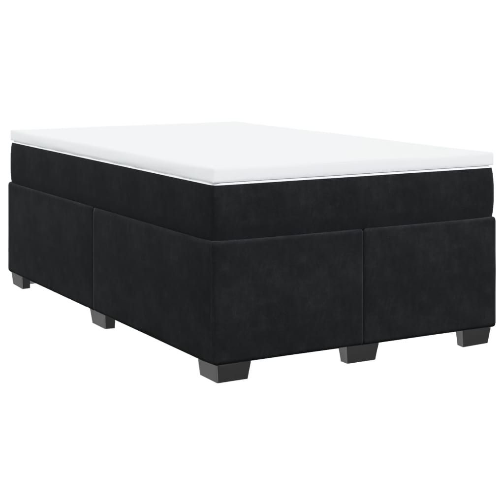 Box Spring Bed with Mattress Black 120x200 cm Velvet