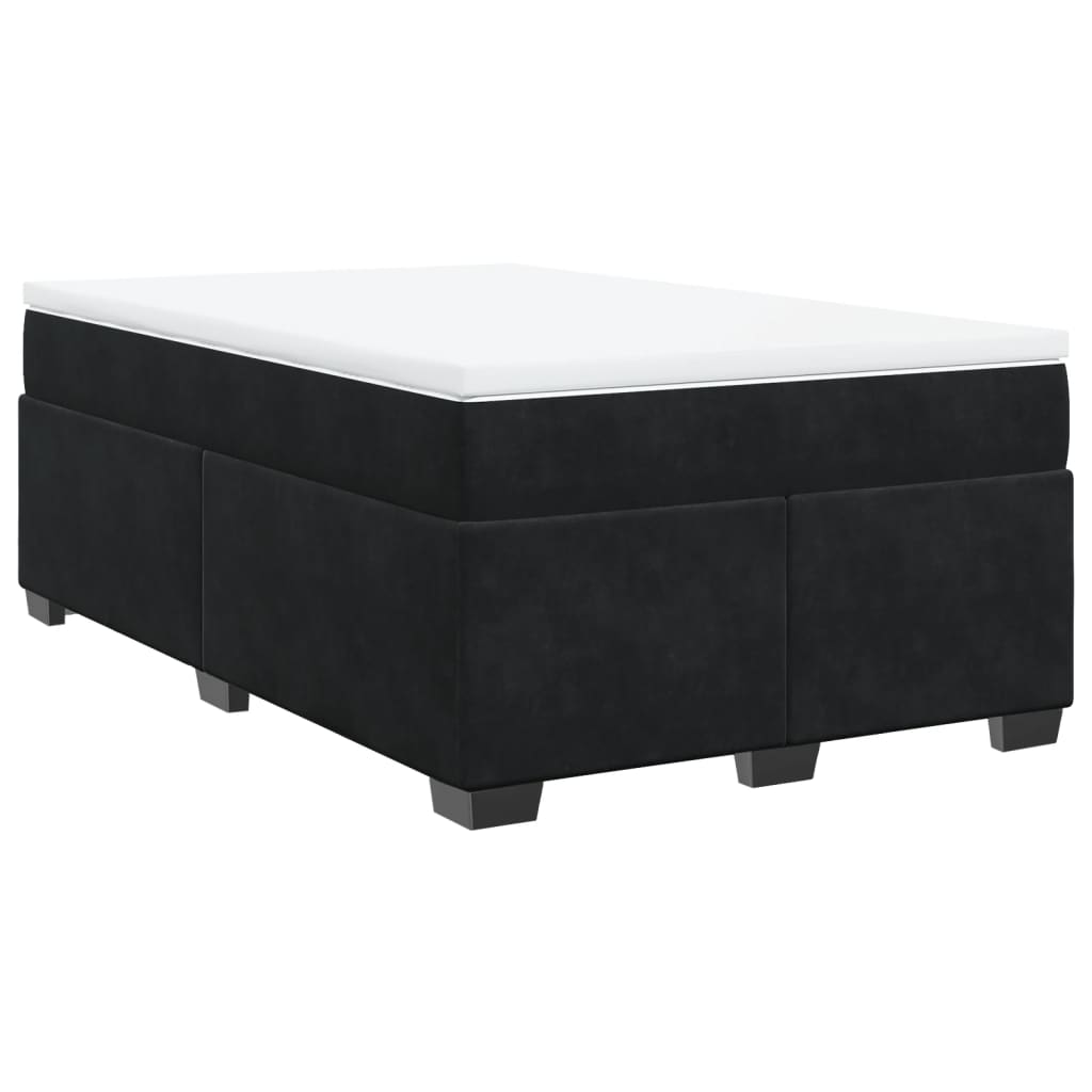 Box Spring Bed with Mattress Black 120x200 cm Velvet