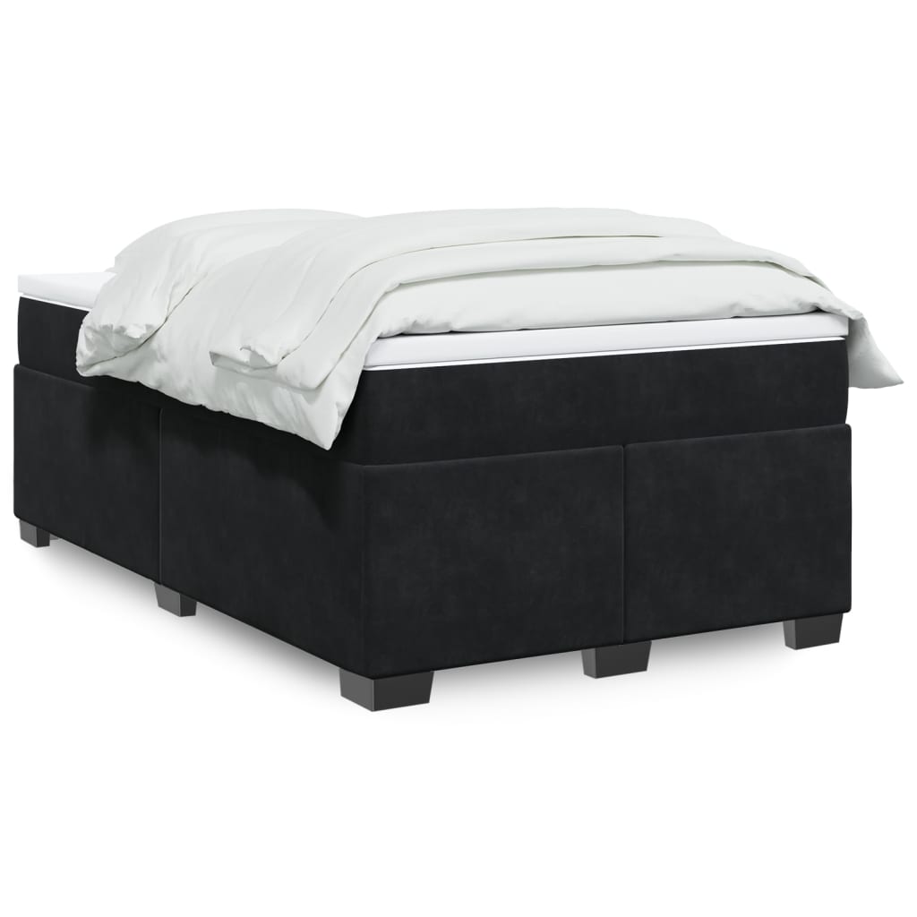 Box Spring Bed with Mattress Black 120x200 cm Velvet