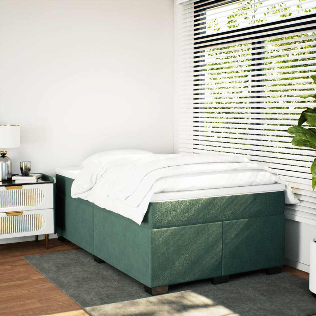 Box Spring Bed with Mattress Dark Green 120x200 cm Velvet