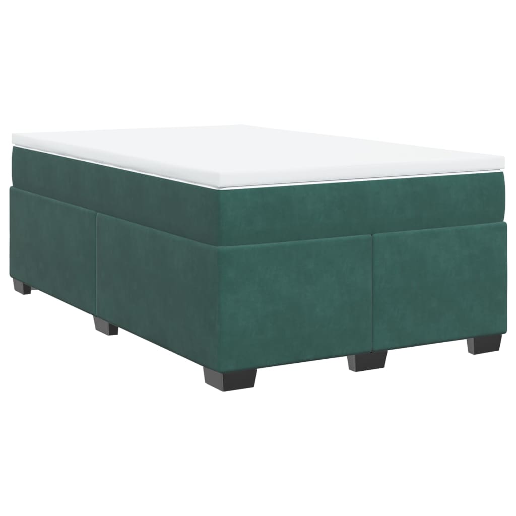 Box Spring Bed with Mattress Dark Green 120x200 cm Velvet