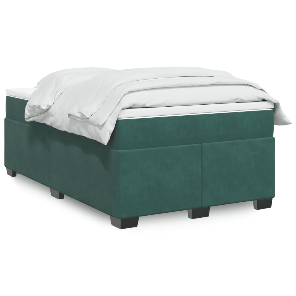 Box Spring Bed with Mattress Dark Green 120x200 cm Velvet
