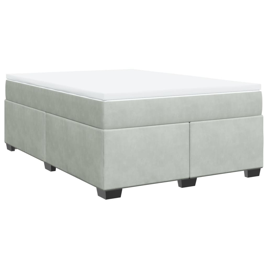Box Spring Bed with Mattress Light Grey 140x200 cm Velvet