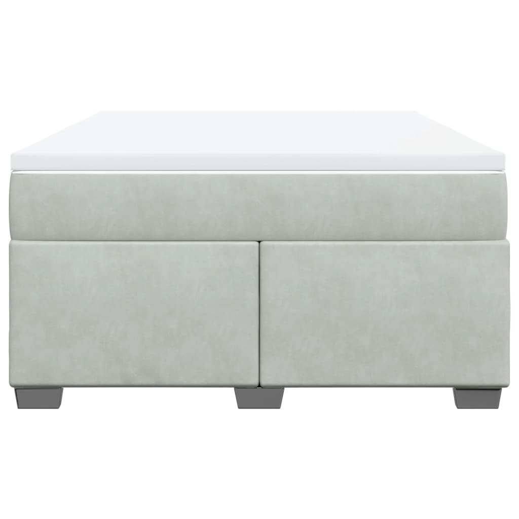 Box Spring Bed with Mattress Light Grey 140x200 cm Velvet