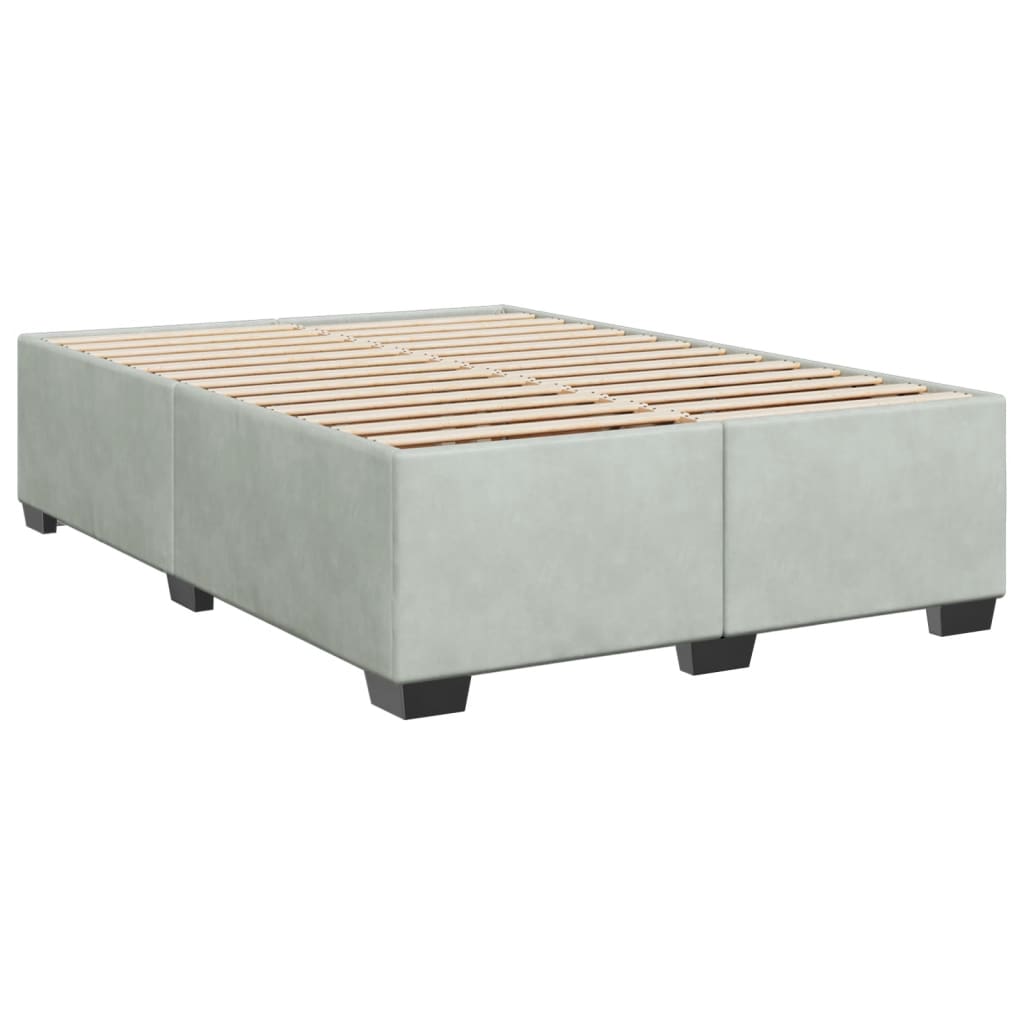 Box Spring Bed with Mattress Light Grey 140x200 cm Velvet
