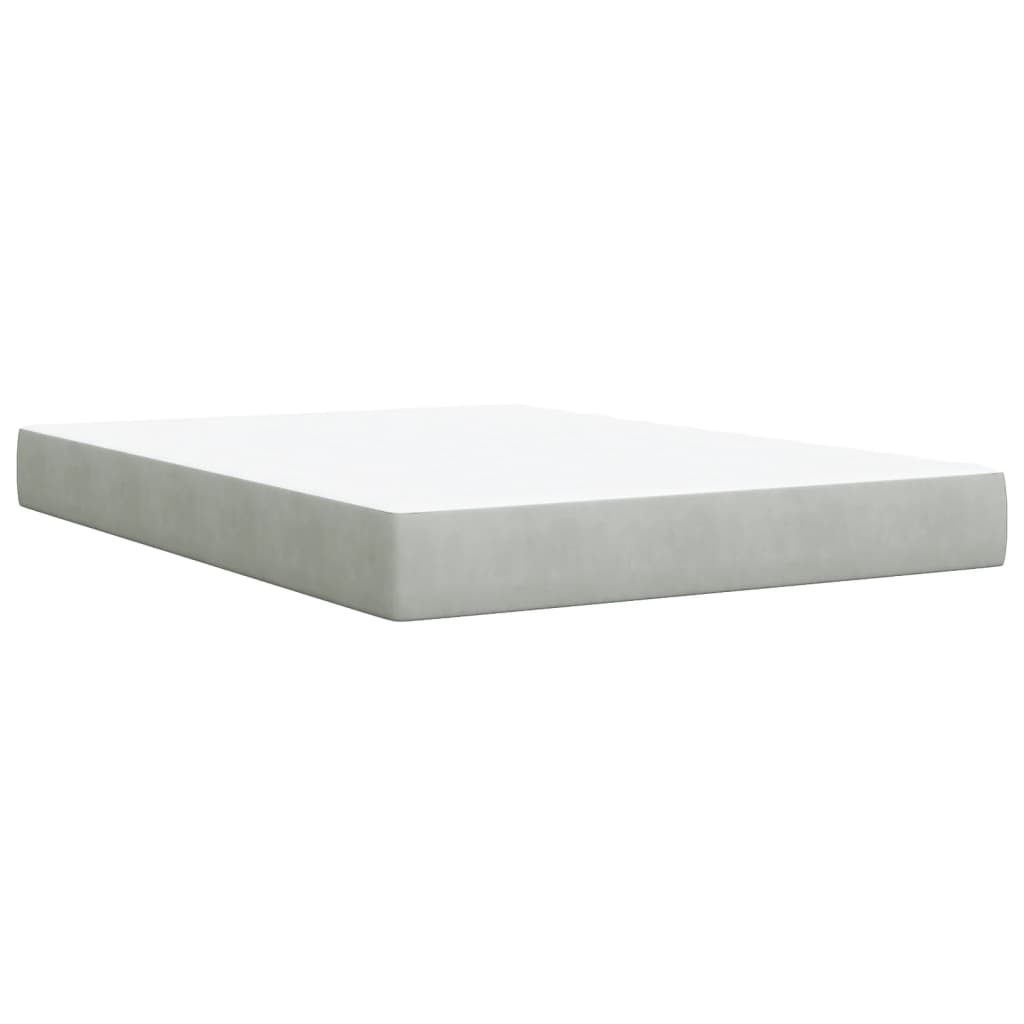 Box Spring Bed with Mattress Light Grey 140x200 cm Velvet