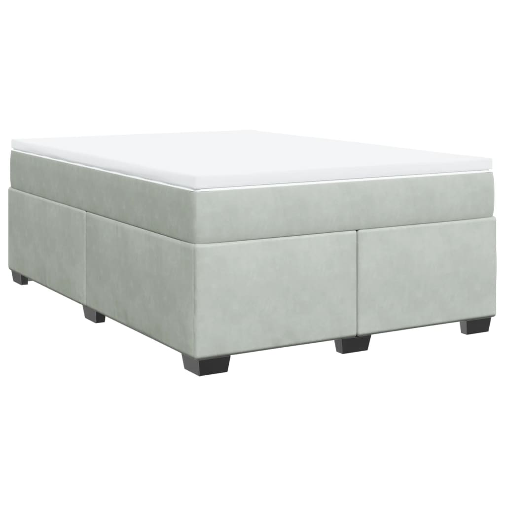 Box Spring Bed with Mattress Light Grey 140x200 cm Velvet