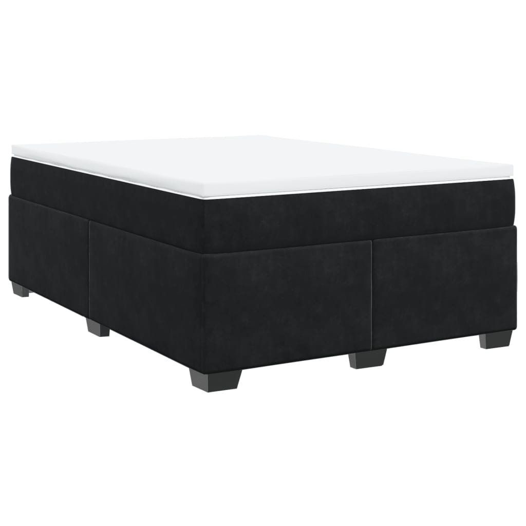 Box Spring Bed with Mattress Black 140x200 cm Velvet