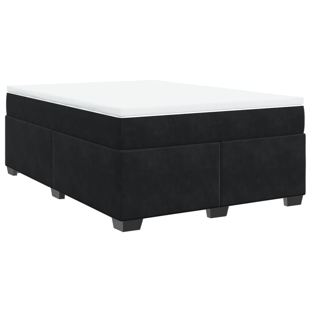 Box Spring Bed with Mattress Black 140x200 cm Velvet