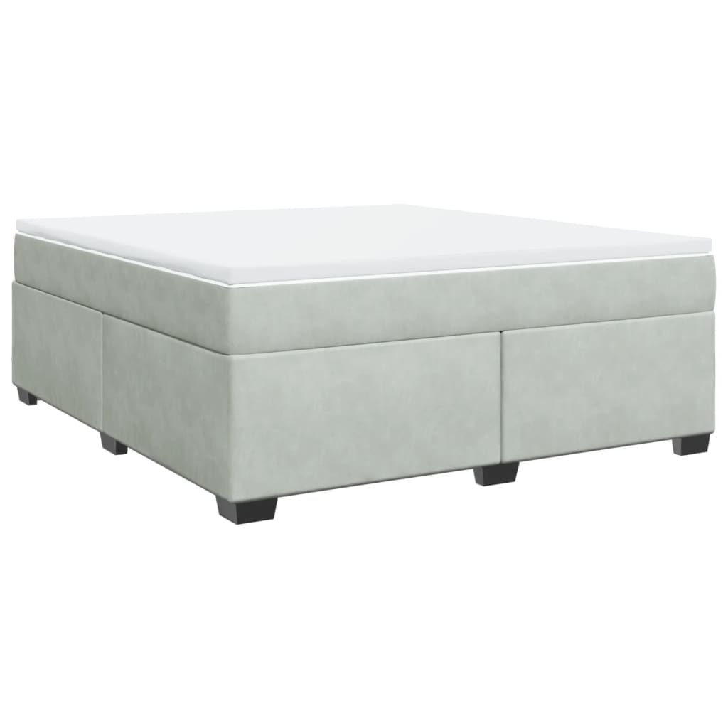 Box Spring Bed with Mattress Light Grey 180x200 cm Velvet