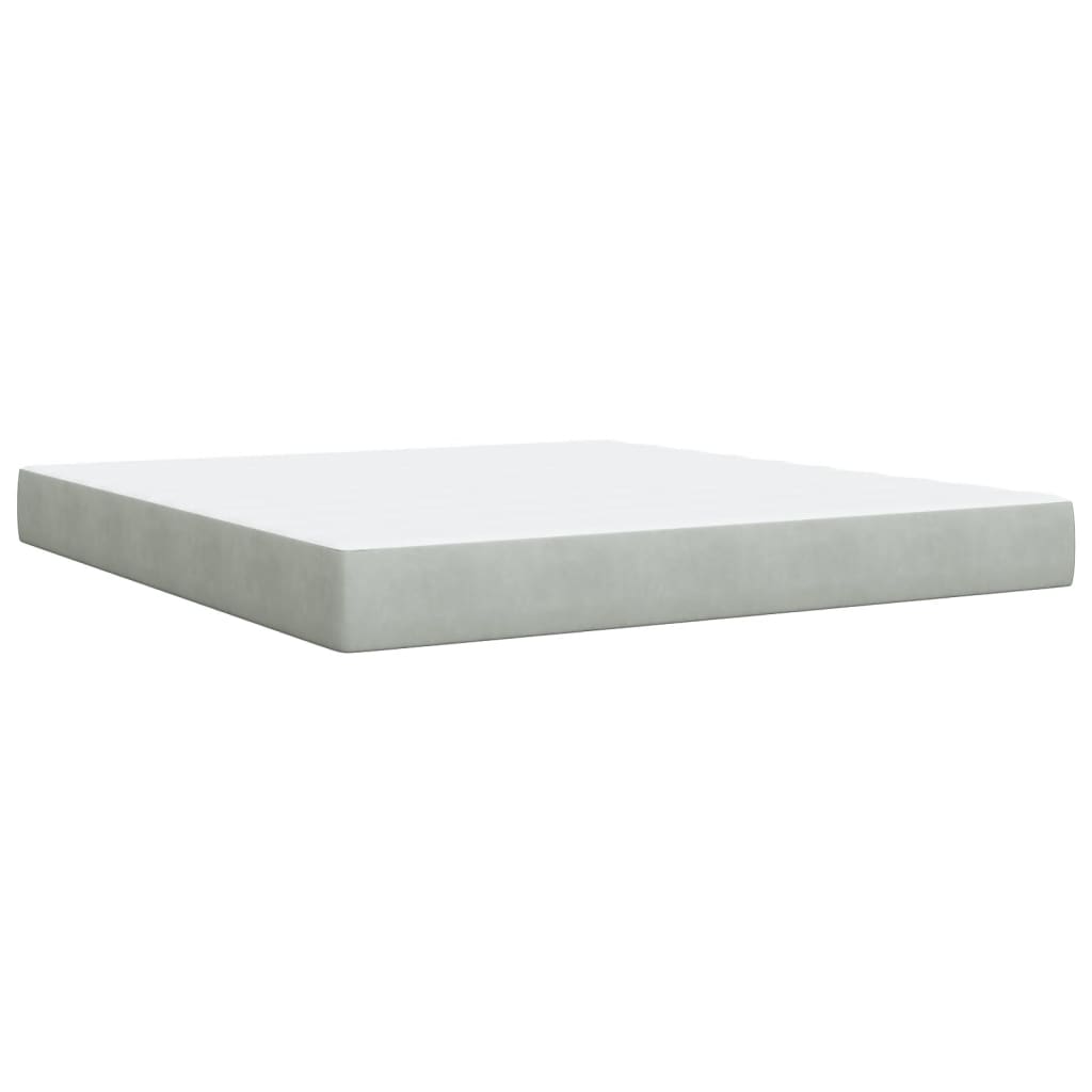 Box Spring Bed with Mattress Light Grey 180x200 cm Velvet