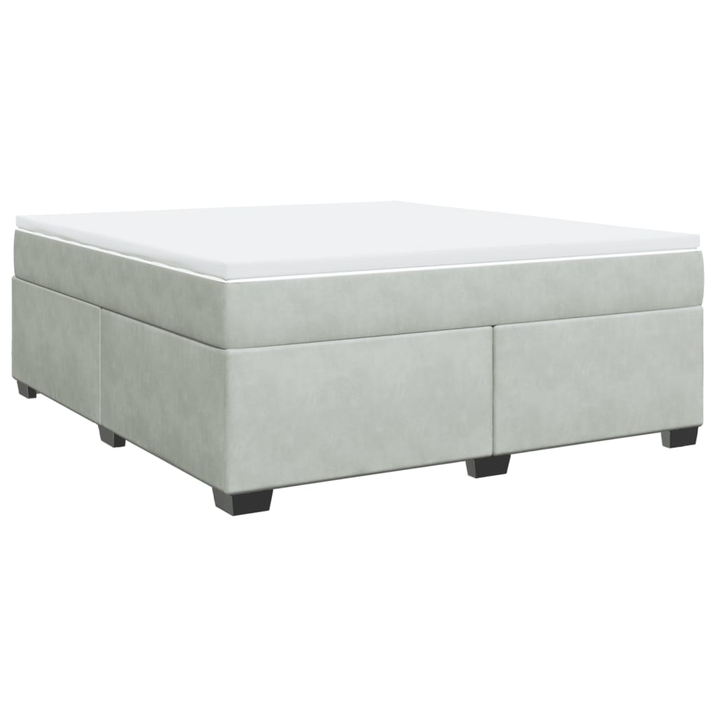 Box Spring Bed with Mattress Light Grey 180x200 cm Velvet