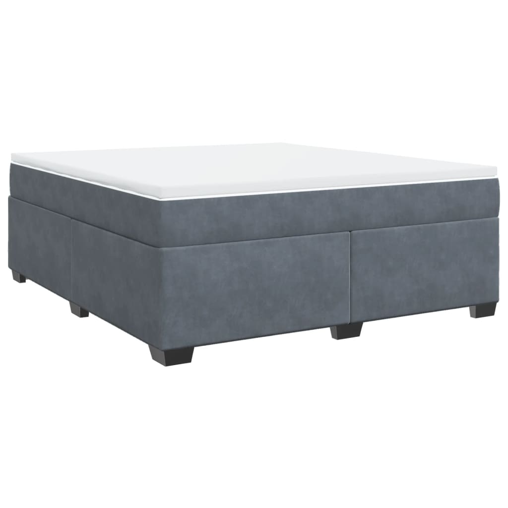 Box Spring Bed with Mattress Dark Grey 180x200 cm Velvet