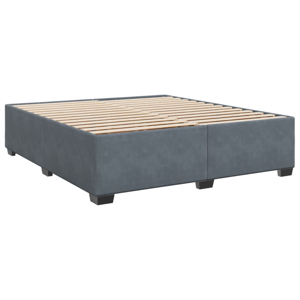 Box Spring Bed with Mattress Dark Grey 180x200 cm Velvet