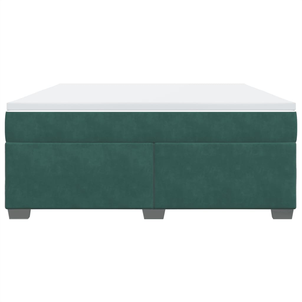 Box Spring Bed with Mattress Dark Green 180x200 cm Velvet